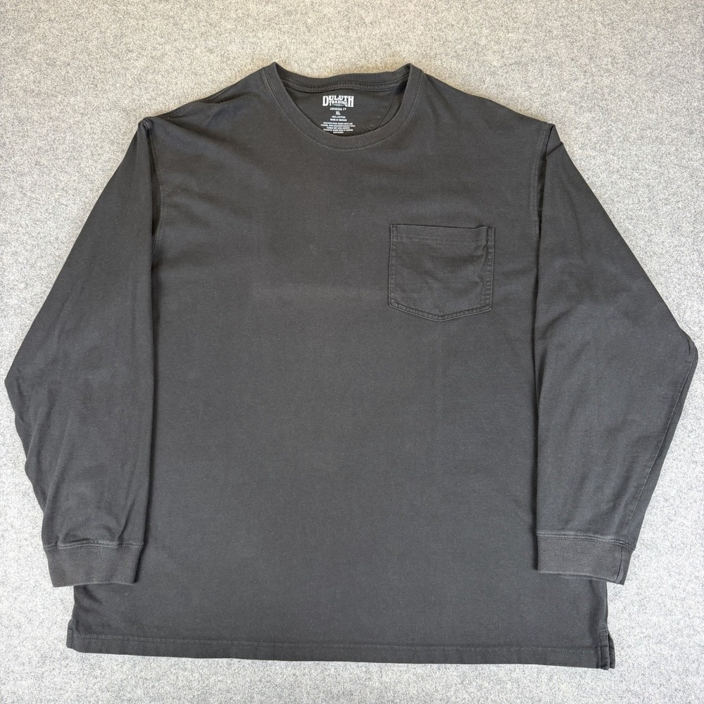 Duluth Trading Co Longtail T Shirt XL Mens Black Cotton Long Sleeve Pocket Tee